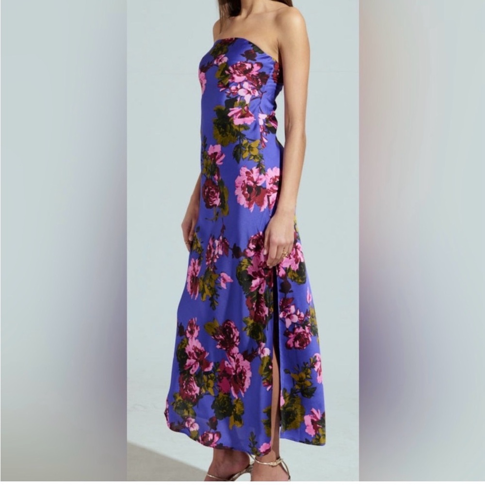 AKIRA Strapless Floral Dress - Blue and Pink - Picture 4 of 6
